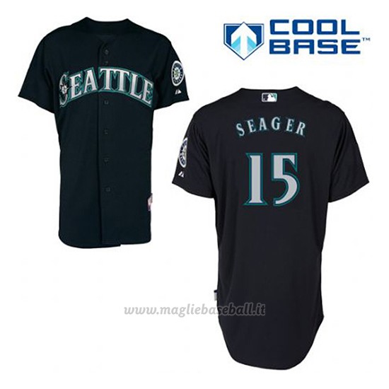 Maglia Baseball Uomo Seattle Mariners Kyle Seager 15 Blu Blu Alterner Cool Base